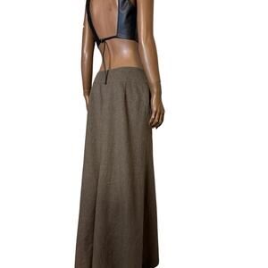 Lida Baday maxi wide leg skirt wool 80% soft earthy tone neutral size 8